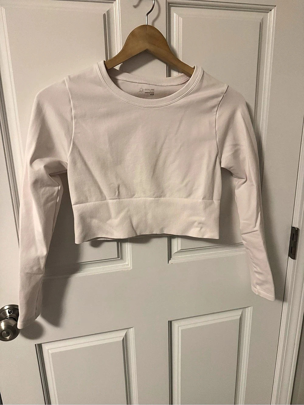 Offline by Aerie Seamless Long Sleeve Crop Top White Medium
